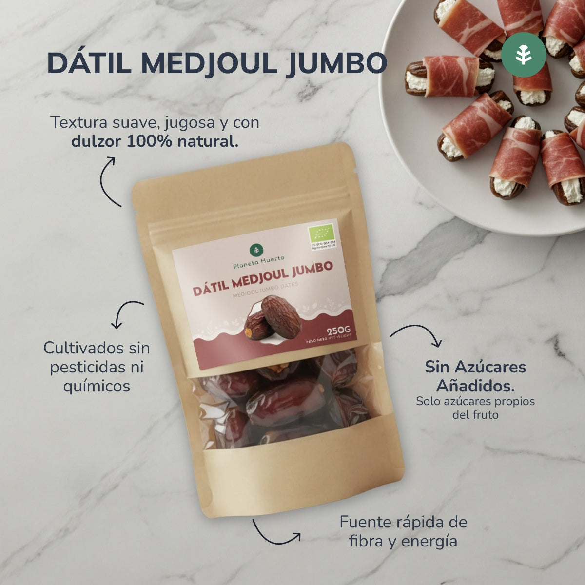 Dátil medjoul jumbo ECO Planeta Huerto 1 kg