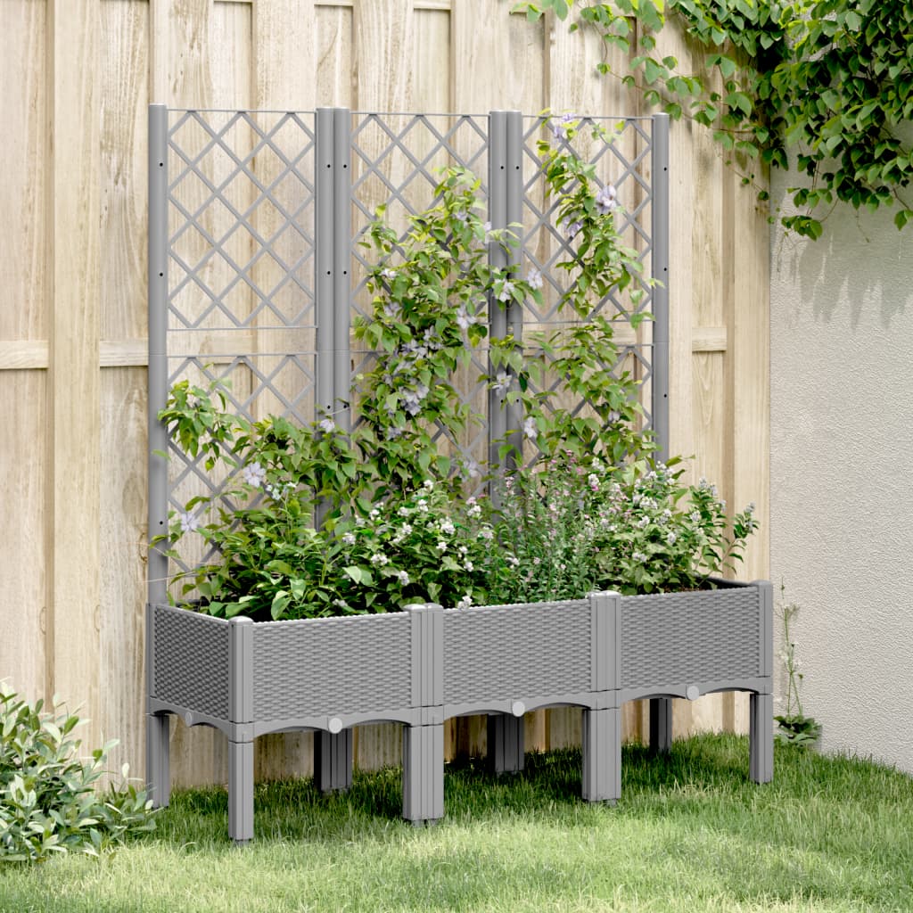 Jardinera Con Enrejado Pp Gris Claro 120x40x142 Cm_1