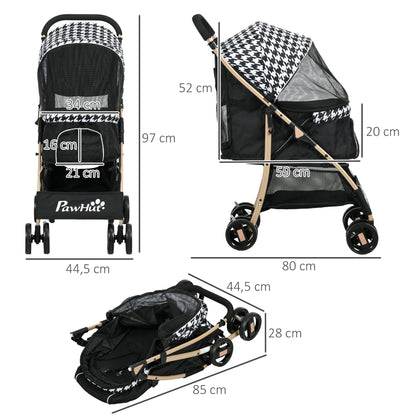 Pawhut Cochecito Para Perros Plegable Con 2 Puertas 80x44,5x97 Cm Negro_2