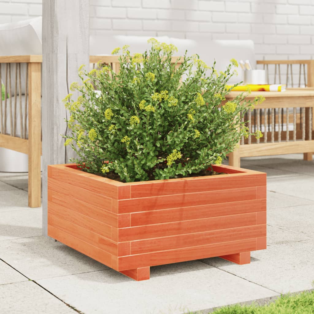 Jardinera Madera Maciza De Pino Marrón Cera 50x50x26,5 Cm_2