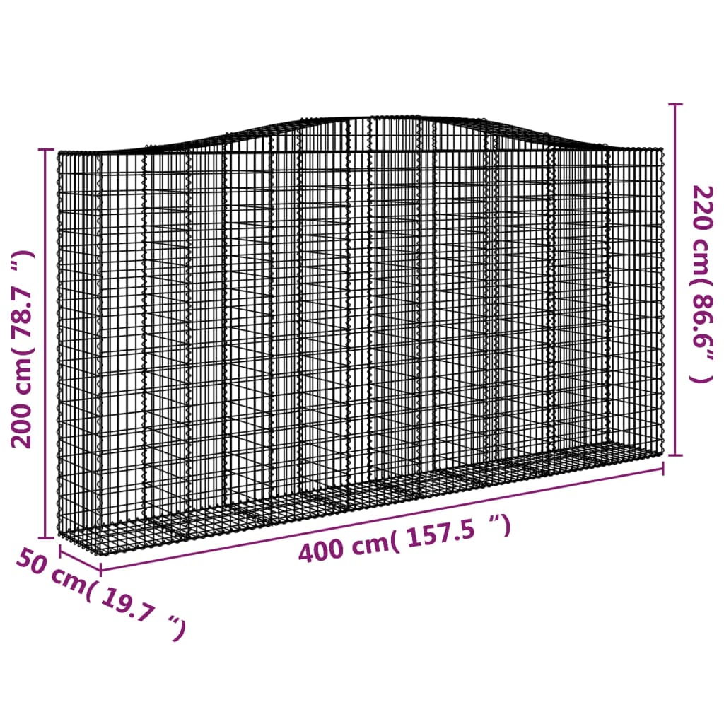 Cestas De Gaviones 5 Uds Forma De Arco Hierro 400x50x200/220 Cm_5