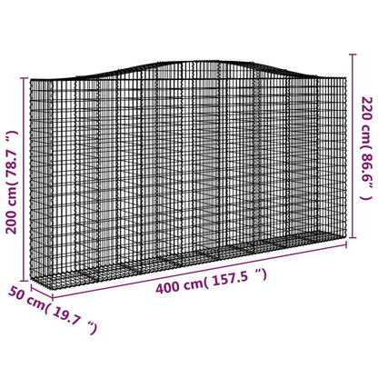 Cestas De Gaviones 5 Uds Forma De Arco Hierro 400x50x200/220 Cm_5