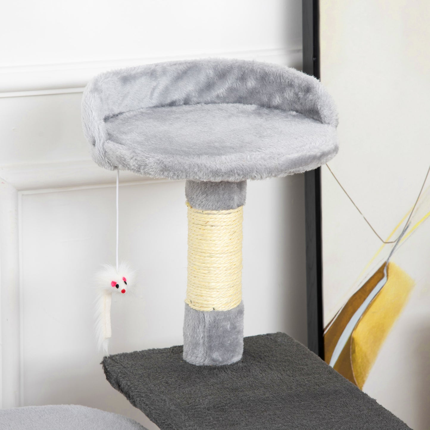 Pawhut Árbol Para Gatos Rascador Grande Con Plataformas Casetas Ratón De Juego_4