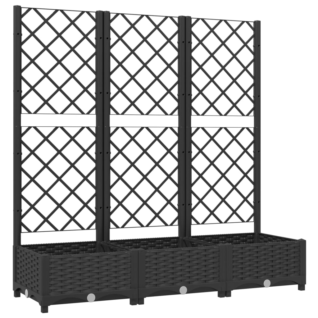 Jardinera De Jardín Con Enrejado, Color Negro, 120 X 40 X 121,5 Cm, Pp_0