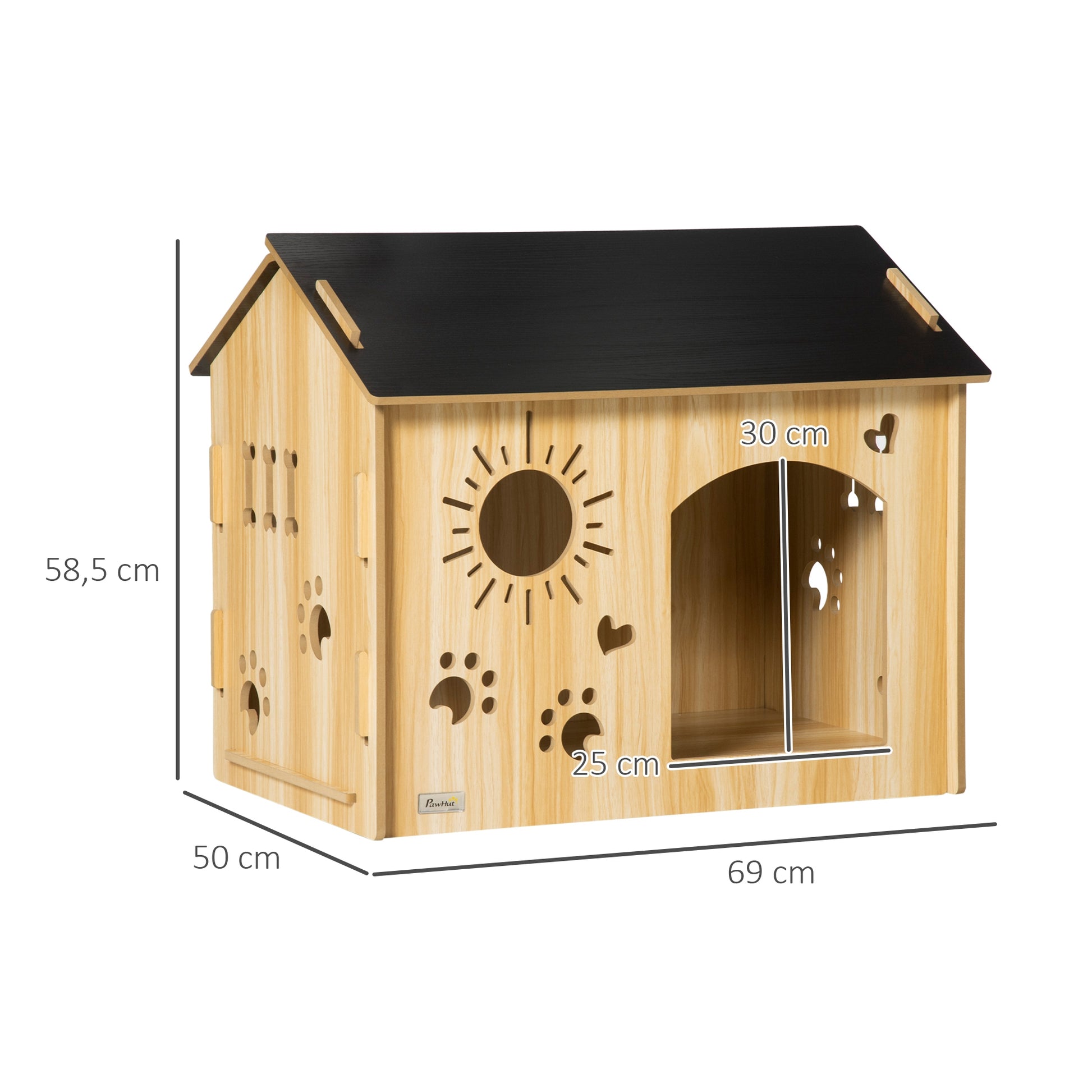 Pawhut Caseta De Madera Para Perros Pequeños Con Puerta Delantera 69x50x58,5 Cm_2