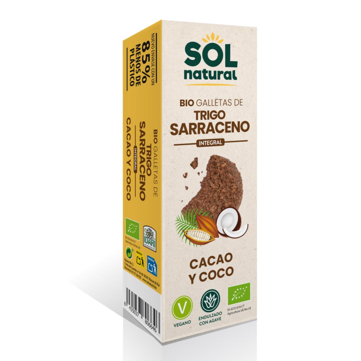Galletas de trigo sarraceno integral con cacao y coco bio Sol Natural 175 g