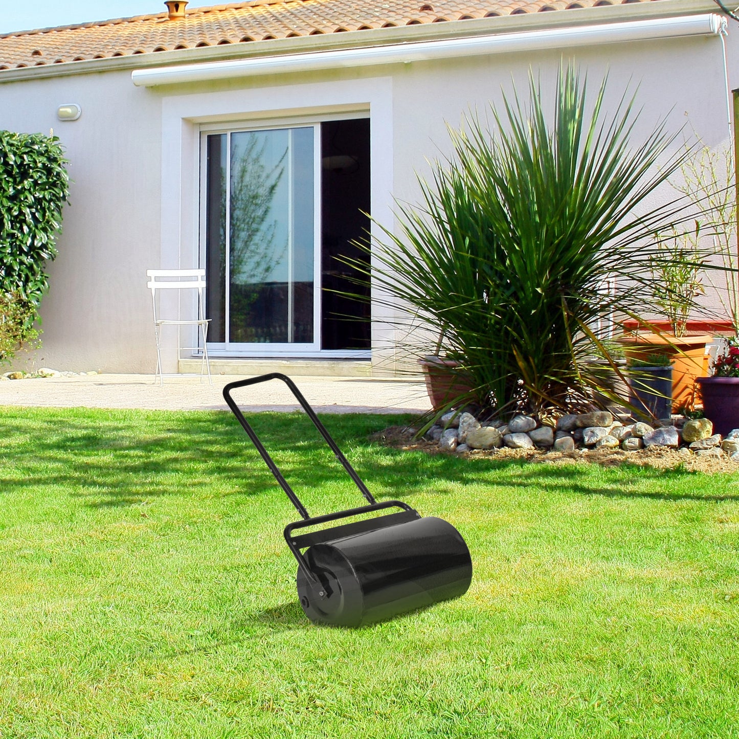 Outsunny Rodillo Para Césped Ancho 58cm Ø32cm De 38l Con Mango En U Negro_1