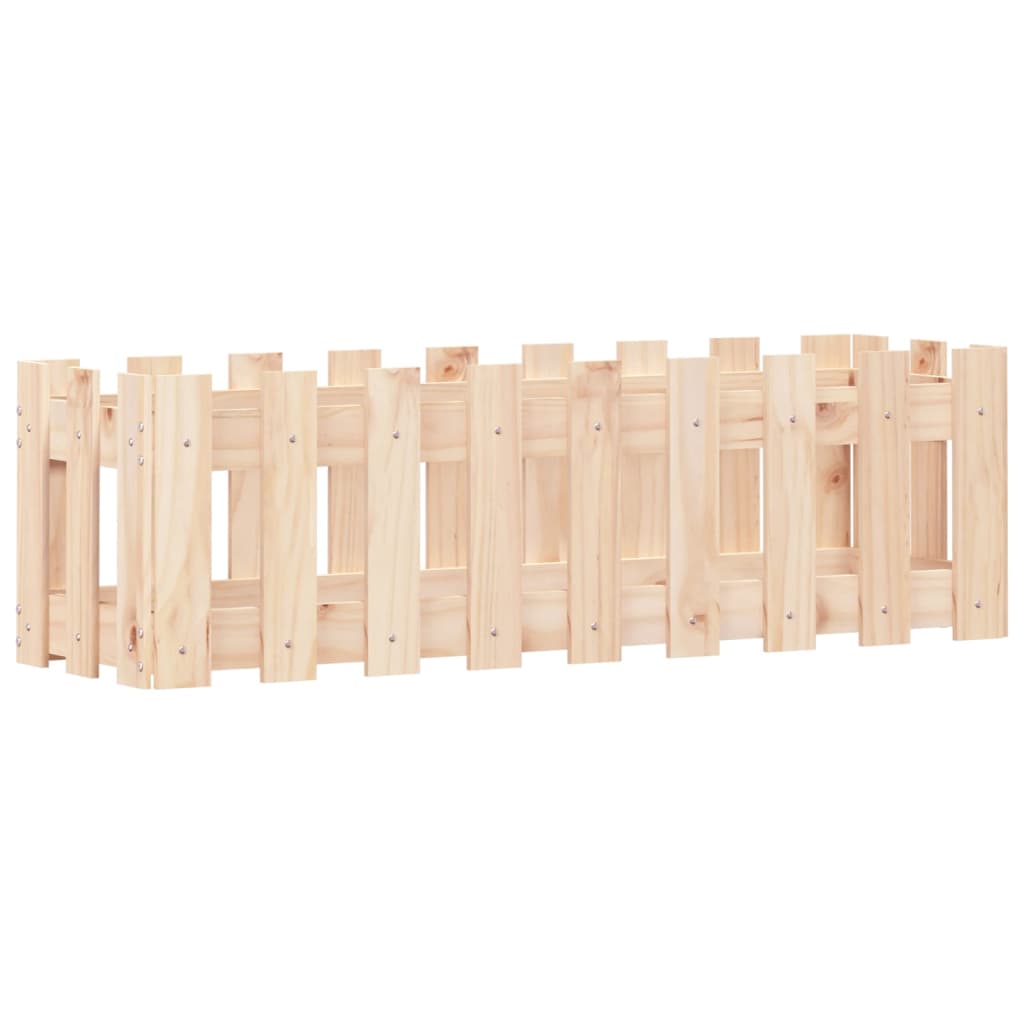 Arriate Elevado Jardín Con Valla Madera Maciza Pino 100x30x30cm_0
