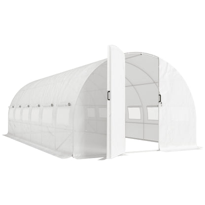 Invernadero De Túnel Outsunny Acero Galvanizado, Pe Blanco 597x295x200 Cm_1