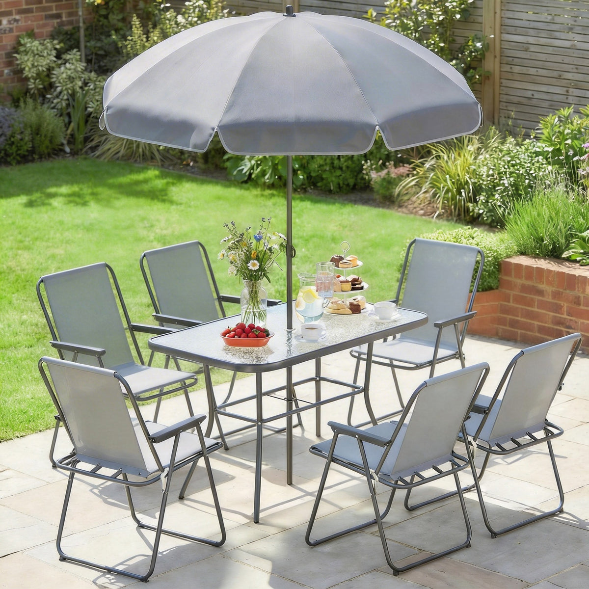 Conjunto De Jardín Outsunny Acero, Textilene Gris 119x68x70 Cm_3