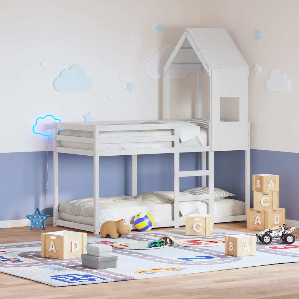 Techo De Cama Infantil Madera Maciza Pino Blanco 55x99x139,5 Cm_1