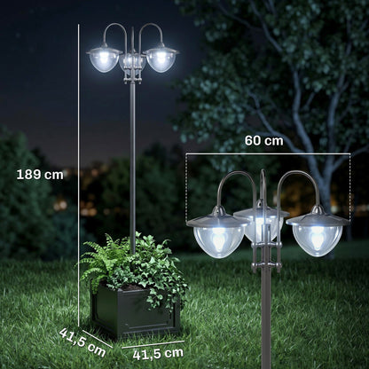 Farol De Jardín Outsunny Pp, Abs, Acero Inoxidable, Aleación De Aluminio Negro 60x55x189 Cm_2
