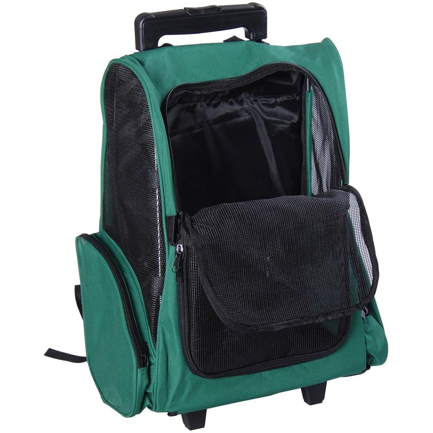 Pawhut Transportín 2 En 1 Para Mascotas Carrito Mochila Ruedas 42x25x55 Cm Verde_0