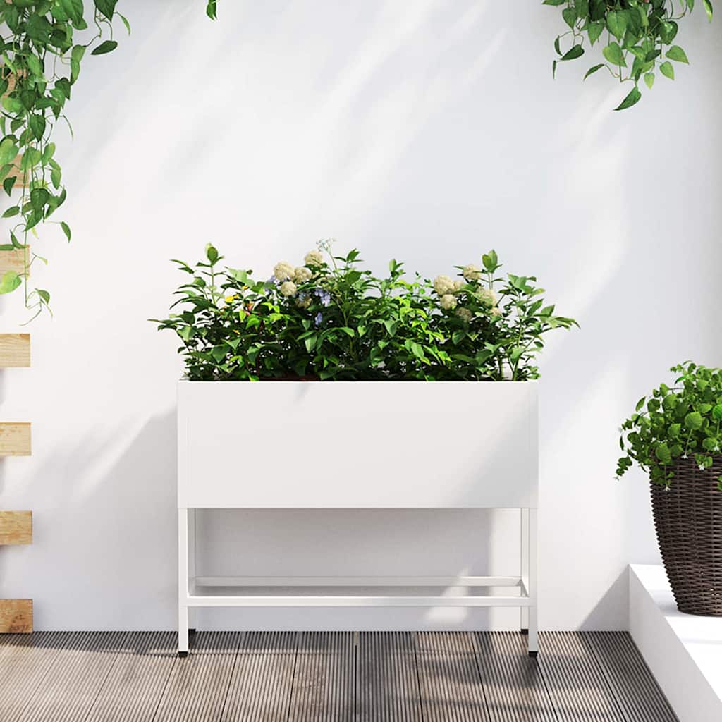 Jardinera Elevada Blanco 60 X 26 X 48 Cm Acero_1
