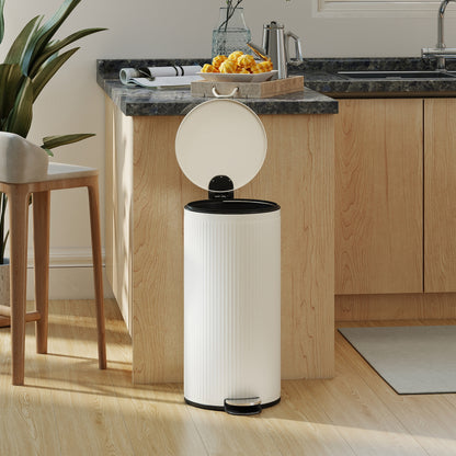 Balde De Lixo Homcom Metal E Plástico Creme Branco 36x30x60,5 Cm 851-063v00cw_3