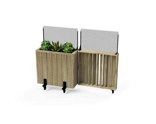 Kit Jardinera Alta De Madera Con Ruedas, Barandilla Abatible Y Cortavientos 40 Cm 75 X 34 X 80 Cm Hortalia_0