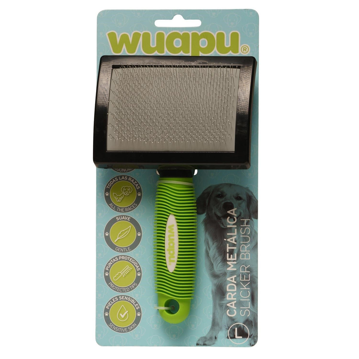 Cepillo Carda Suave Para Perro Wuapu Talla L, Para Cepillar Y Retirar El Pelo Muerto_0