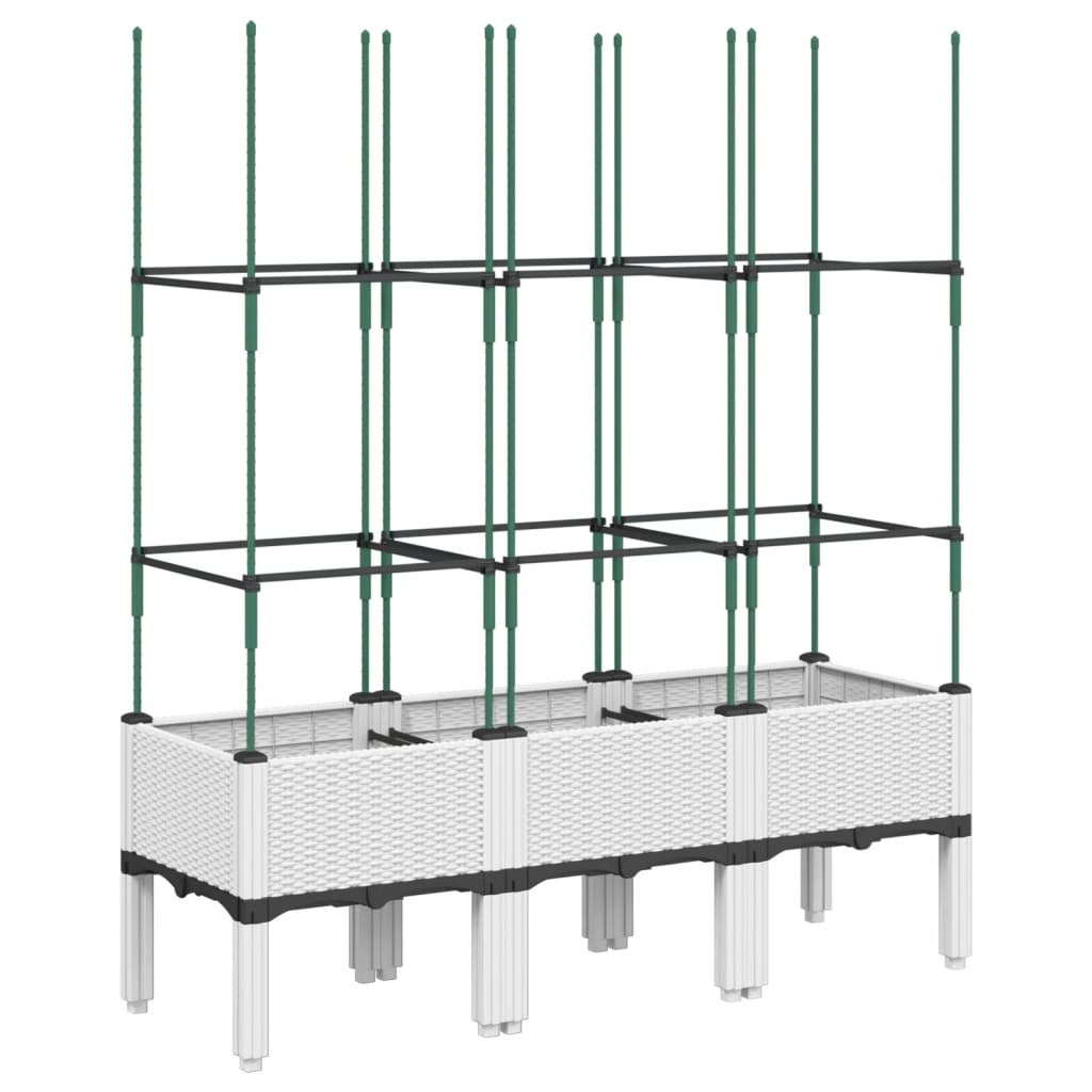 Jardinera Con Enrejado Pp Blanco 120x40x142,5 Cm_4