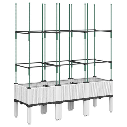 Jardinera Con Enrejado Pp Blanco 120x40x142,5 Cm_4