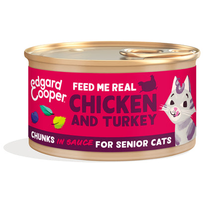 Comida húmeda gatos en salsa Trocitos de Pavo y Pollo Edgard &amp; Cooper 85 g