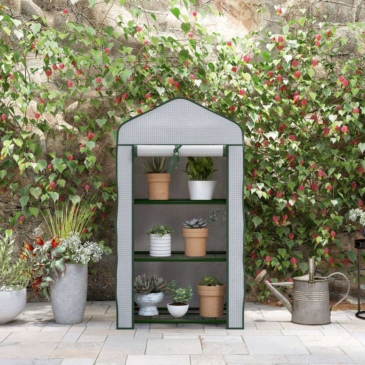 Outsunny Invernadero De Jardín De 3 Niveles 59x39x127 Cm Blanco_4