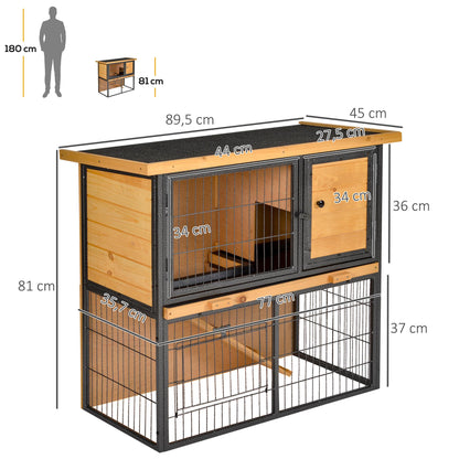 Conejera De Exterior De Madera Pawhut Multicolor 89,5x45x81 Cm_2