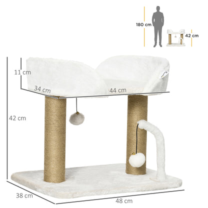 Pawhut Árbol Rascador Para Gatos Pequeños Altura 42 Cm 48x38x42 Cm Blanco_2