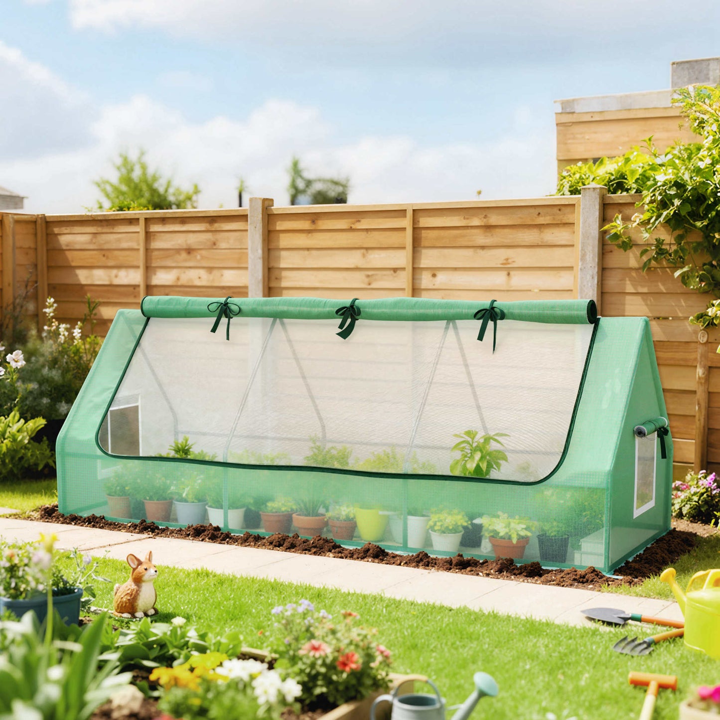 Outsunny Invernadero De Terraza 240x90x90 Cm Con Ventanas De Malla Verde_1