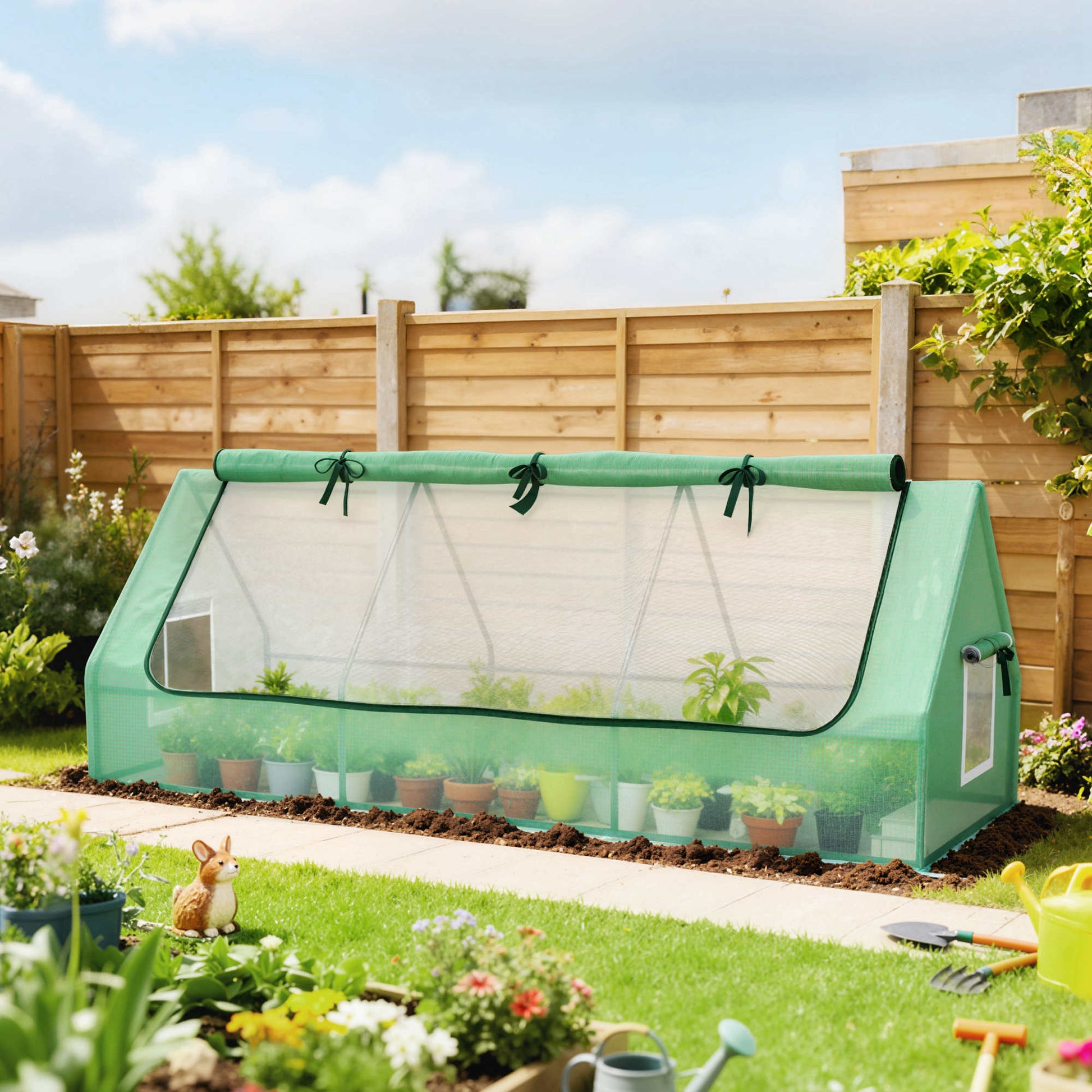 Outsunny Invernadero De Terraza 240x90x90 Cm Con Ventanas De Malla Verde_1