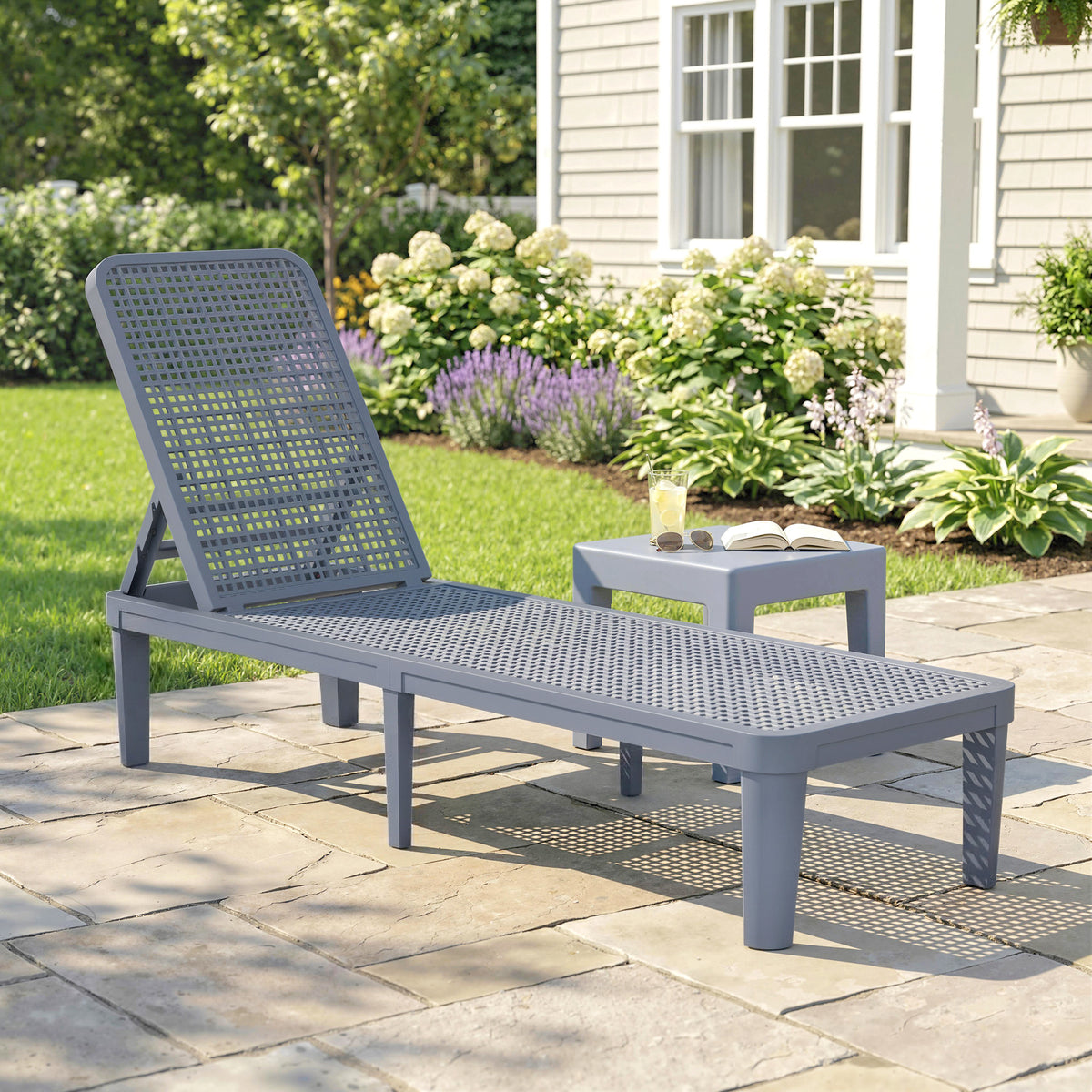 Outsunny Tumbona Jardín Exterior Con Respaldo Ajustable 191x55x35,5 Cm Gris_1