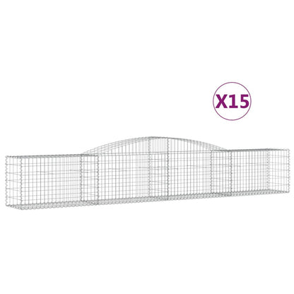 Cestas De Gaviones 15 Uds Forma De Arco Hierro 400x50x60/80 Cm_0