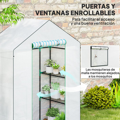 Outsunny Invernadero De Exterior Con 6 Estantes Puerta Enrollable 143x74x190 Cm_5