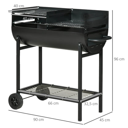Barbacoa De Carbón Outsunny Negro 90x45x96 Cm Metal_2