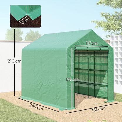 Outsunny Invernadero Pequeño Con Estantes De 4 Niveles 244x180x210 Cm Verde_2