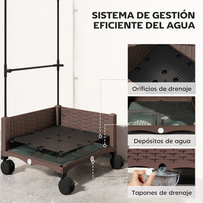 Jardinera Con Enrejado Outsunny Pp Marrón 40x40x165 Cm_5