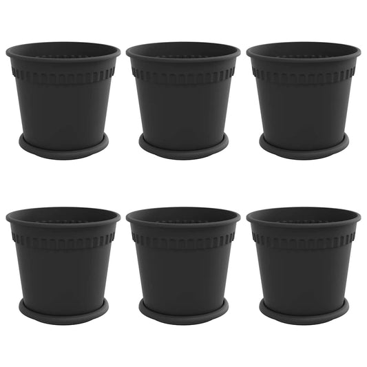 Macetas 6 Uds. Negro Plástico_0