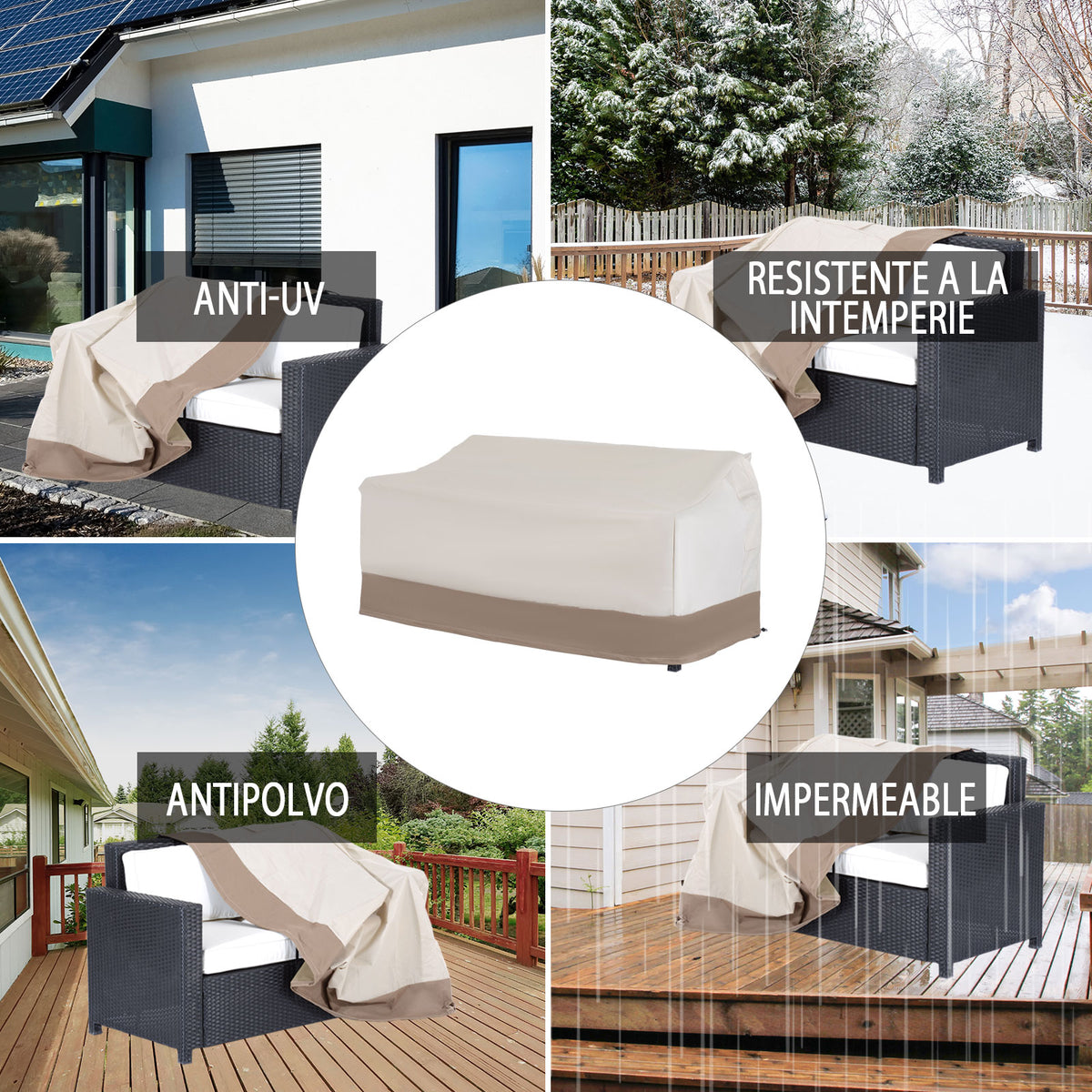 Outsunny Funda Protectora Para Banco 2-3 Plaza Cubierta Mueble Impermeable_5