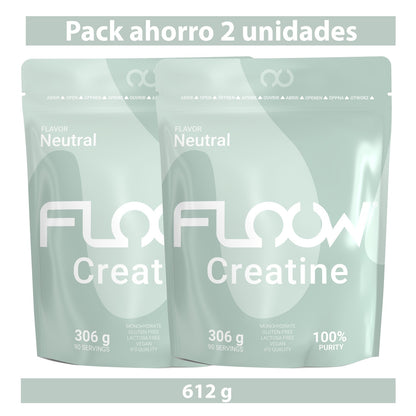 Creatina Monohidratada Sin Sabor (neutra) Pack 2 X 306 G - 612 G (180 Dosis) Floow Creatine En Polvo Pura Sin Azúcar_0