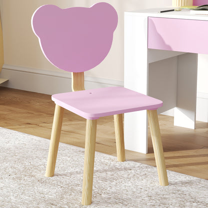 Secretária E Cadeira Para Crianças Aiyaplay Mdf E Madeira De Pinho Rosa 80x41x74,5 Cm_4