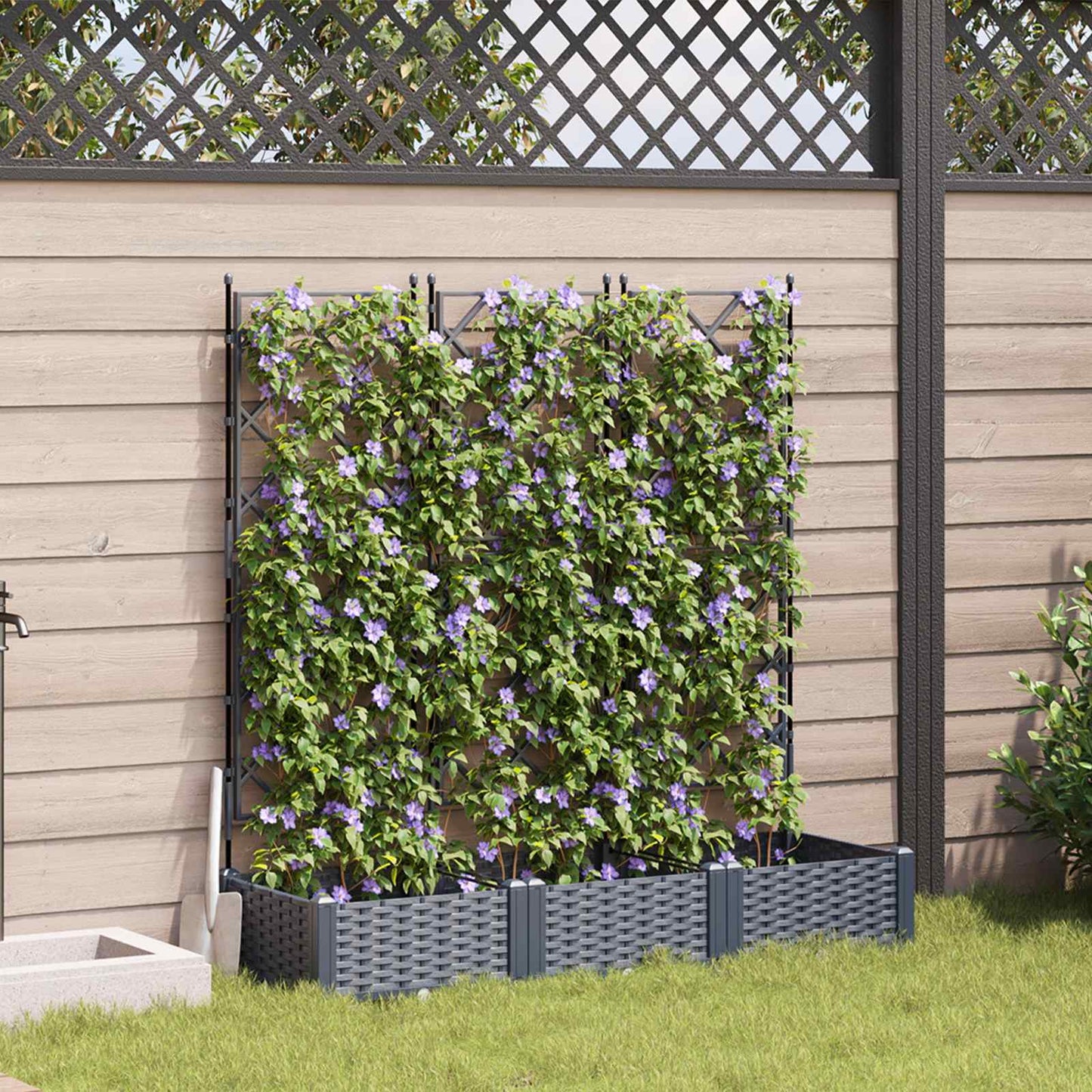 Macetero De Jardín 3 Uds. Gris 120 X 40 X 125,5 Cm Pp_1
