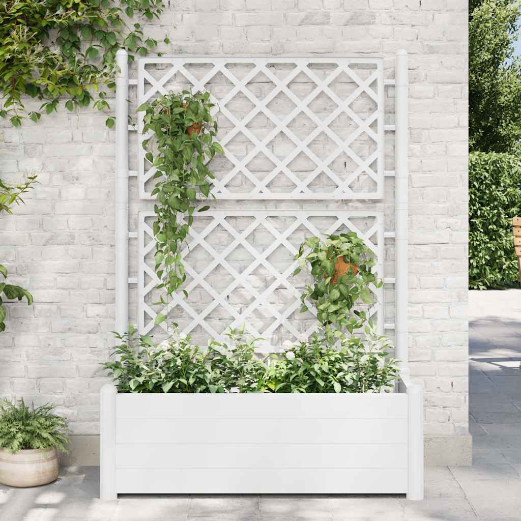 Jardinera Con Enrejado Pp Blanca 100x43x142 Cm_1