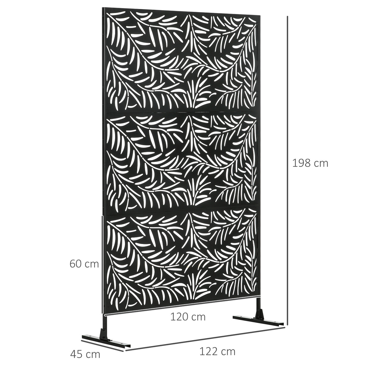 Outsunny Biombo Para Exterior De 3 Piezas Con Diseño De Hoja De Mimbre Negro_2