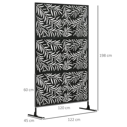 Outsunny Biombo Para Exterior De 3 Piezas Con Diseño De Hoja De Mimbre Negro_2