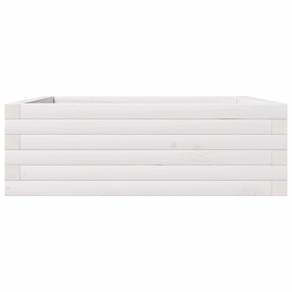 Jardinera De Madera Maciza De Pino Blanca 70x70x23 Cm_5