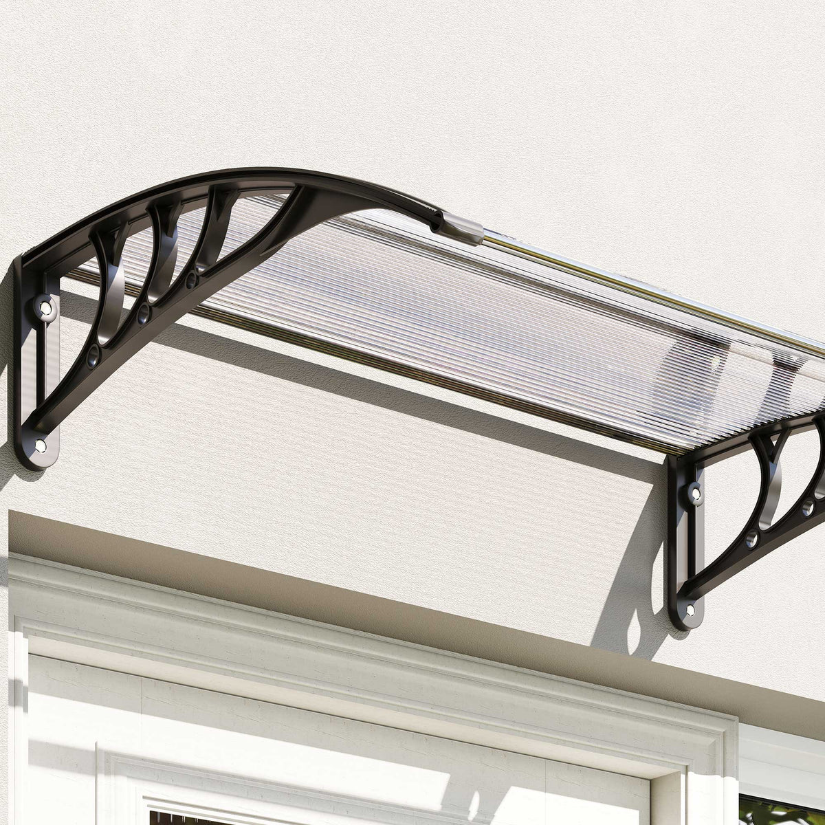 Outsunny Tejadillo De Protección 75x100cm Marquesina Para Puerta Transparente_3