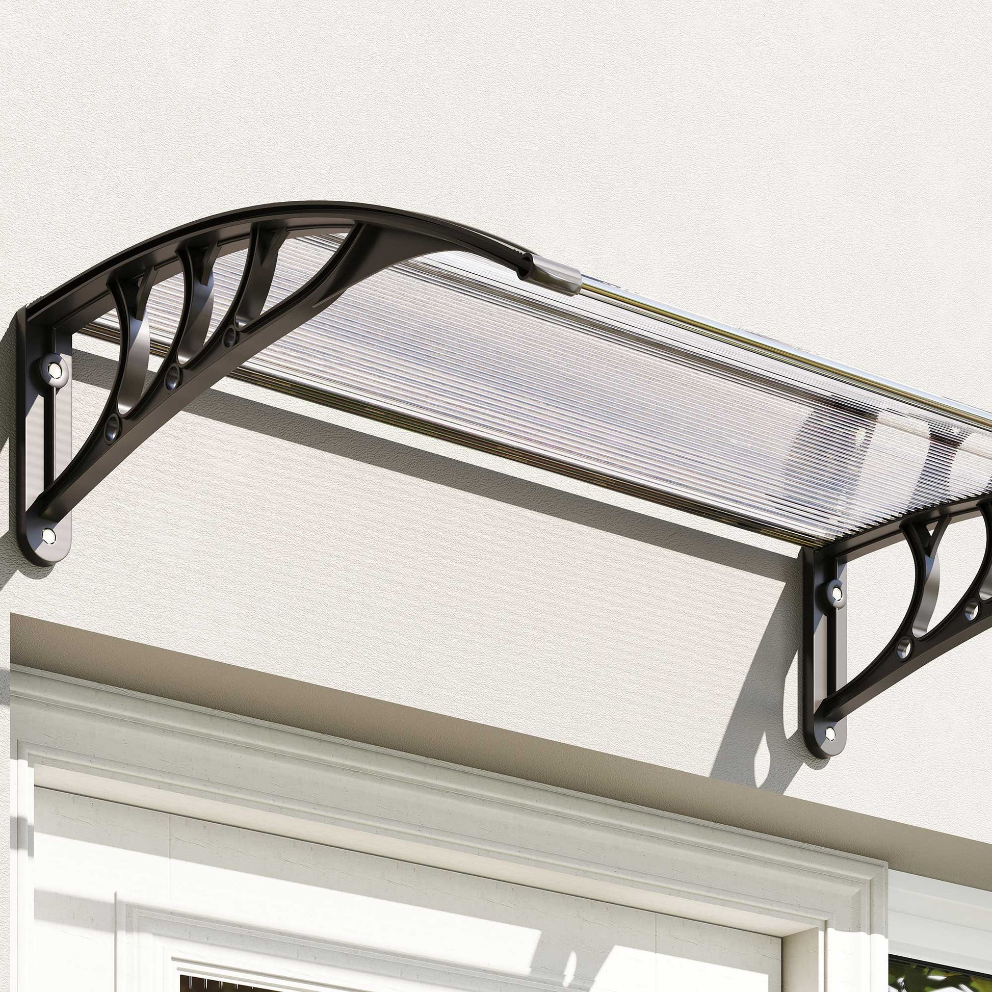 Outsunny Tejadillo De Protección 75x100cm Marquesina Para Puerta Transparente_3