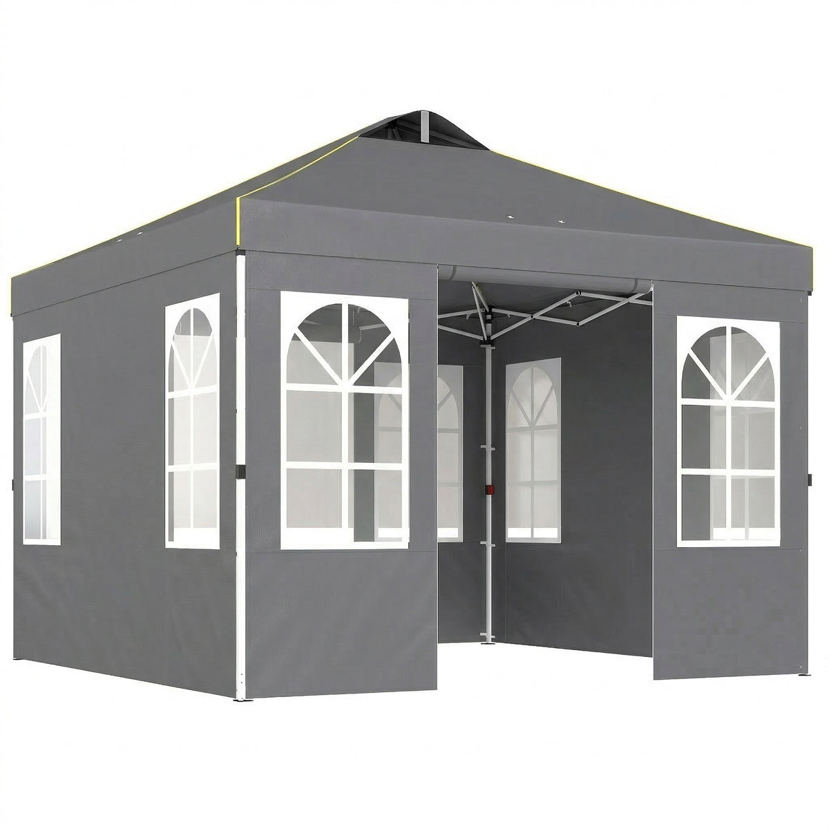 Outsunny Carpa Plegable 3x3m Pop-up Altura Ajustable Laterales Extraíbles Gris_0