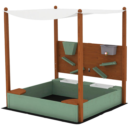 Arenero Para Niños Aiyaplay Madera De Abeto, Pp Verde Esmeralda 116x112.5x128 Cm_0