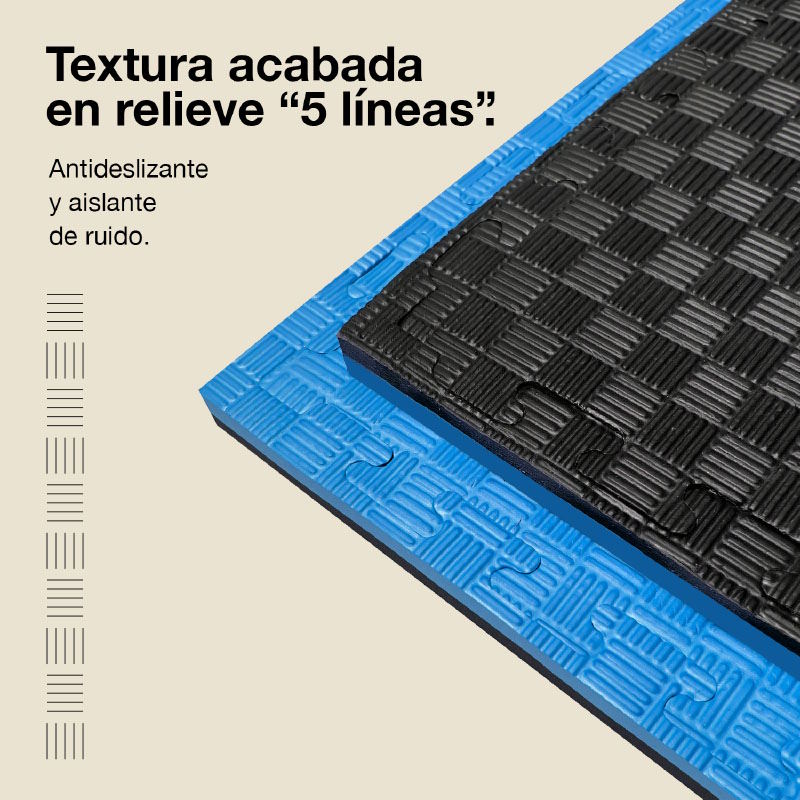 Jowy Tatami Puzzle 2,5cm 100x100cm, Pack 4 Unidades – Superficie 5 Líneas Negro/azul_3