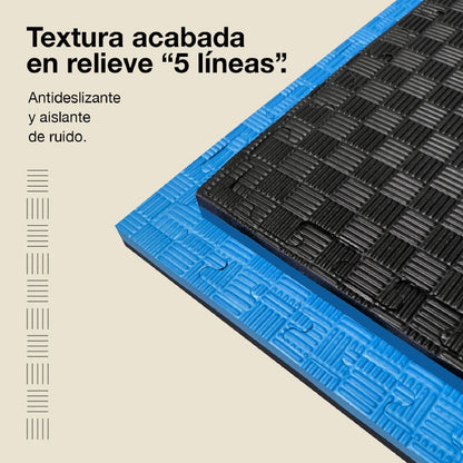 Jowy Tatami Puzzle 2,5cm 100x100cm, Pack 4 Unidades – Superficie 5 Líneas Negro/azul_3